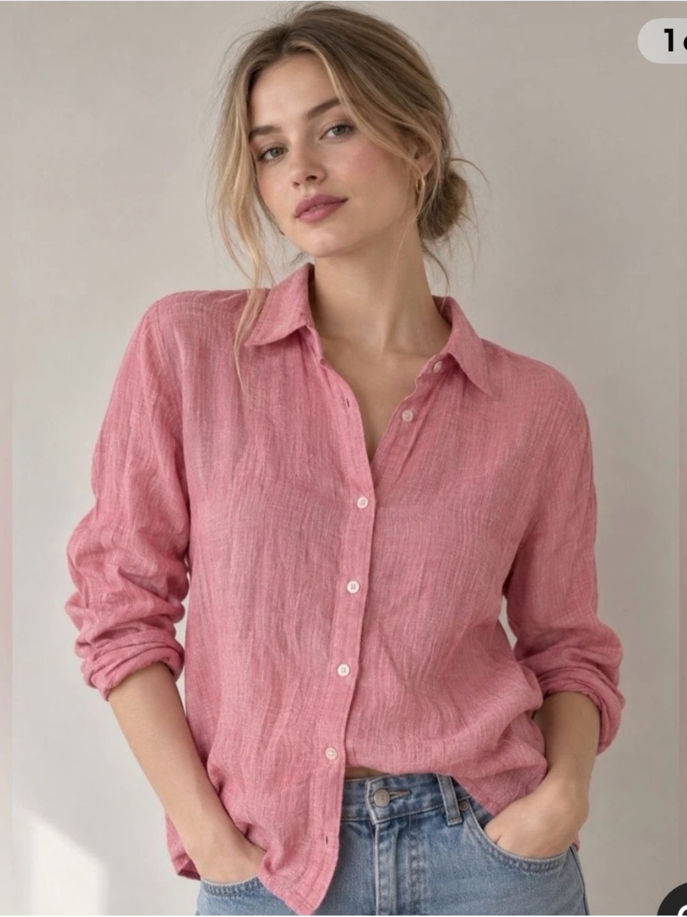J. Jill Dusty Rose Button-Down Linen Shirt